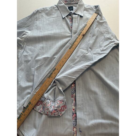 Tailorbyrd Collection Button Shirt Blue w/floral accent Cuff XL Long Sleeve - Picture 10 of 12